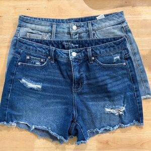 Bundle of 2 - Time and Tru Distressed Blue Jean Shorts size 6 high rise
